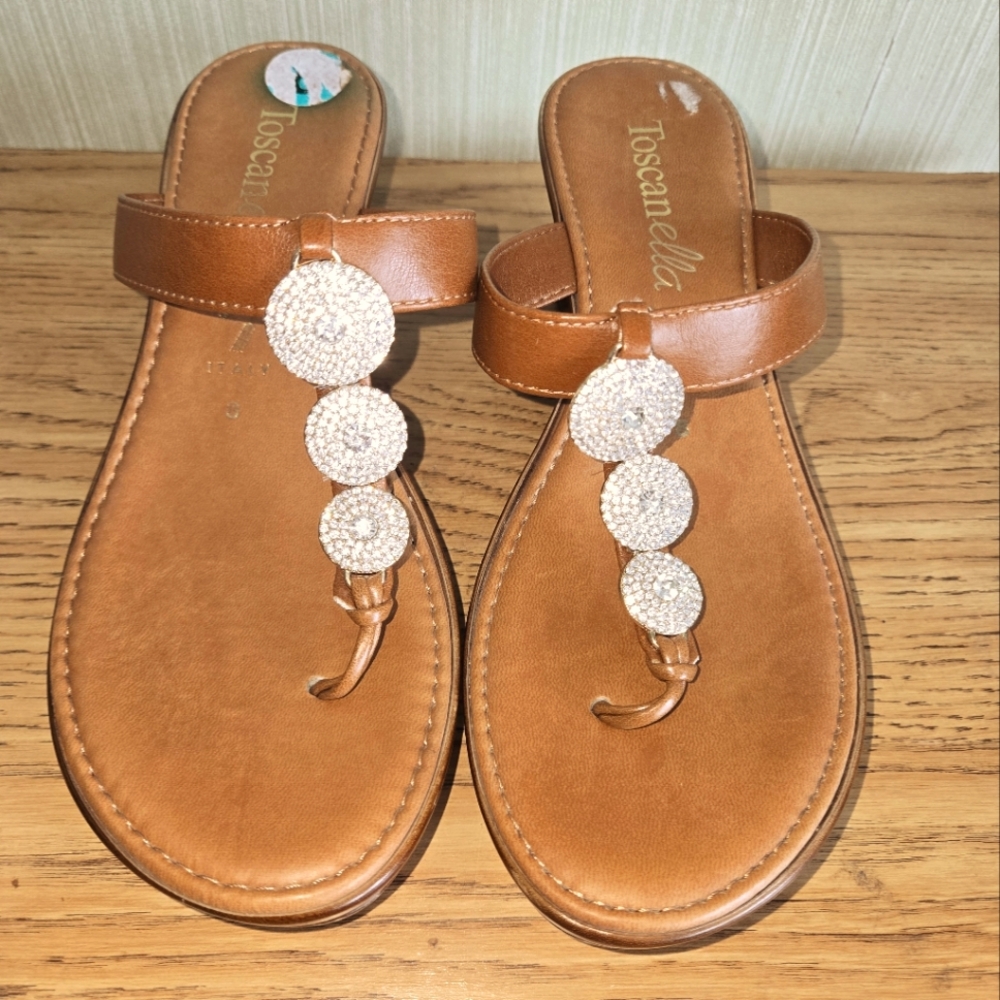 Toscanella  Dazzler Sandals Size 8 Women’s Made In Italy Sparkly Diamonds GUC